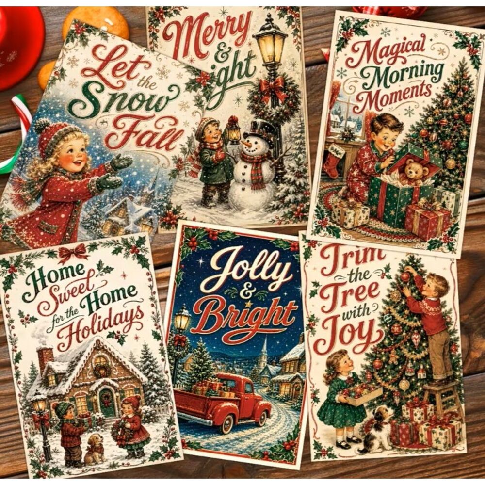 20 Vintage Inspired Christmas Postcards 4x6 Victorian Holiday Gift Cards Retro